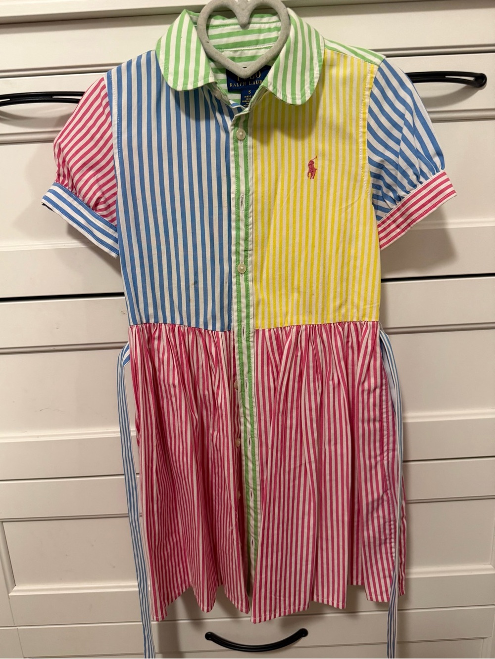 Ralph Lauren Striped Polo Shirt Dress in Yellow, Blue, Pink, Green Worn Once